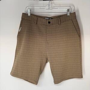 NWT Mauvais Dogtooth Smart Chino Shorts Men's Sz 32 Beige Gold Flat Front Preppy